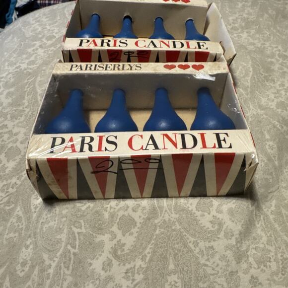 Vintage Dark Blue Dansk Pariserlys Paris Candles Made in Denmark 2 Sets NEW - Picture 5 of 6